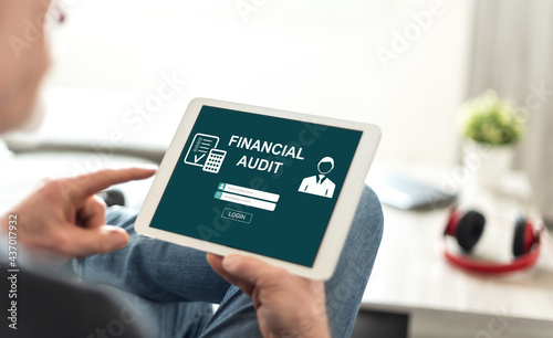Financial audit concept on a tablet