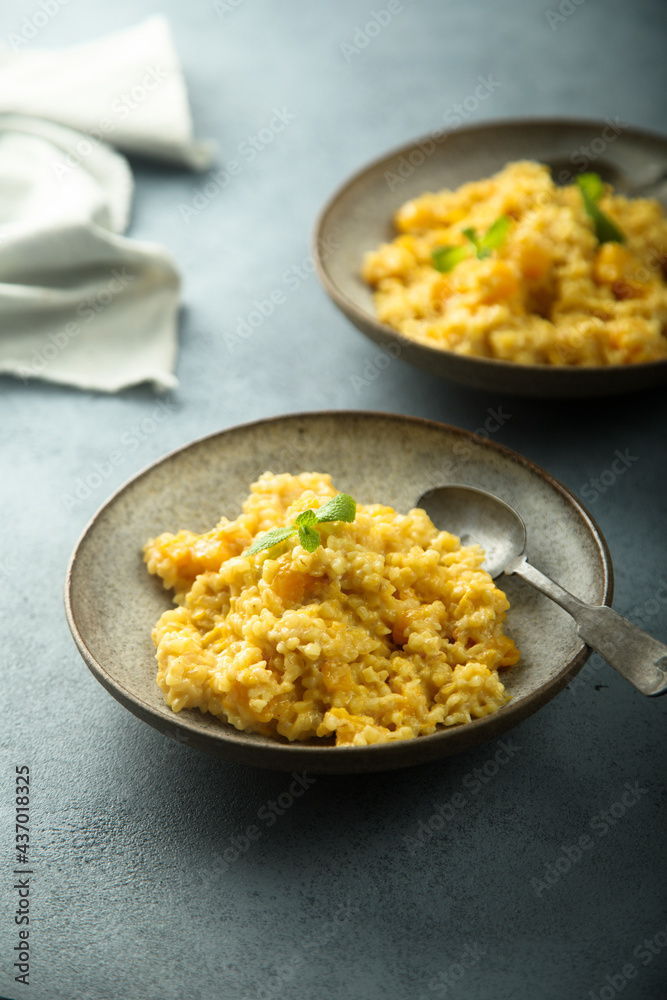 Homemade pumpkin couscous with fresh mint Homemade pumpkin couscous with fresh mint