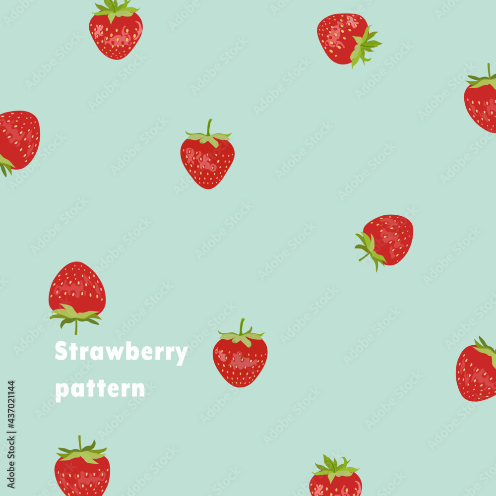 strawberry pattern with mint background strawberry pattern with mint background