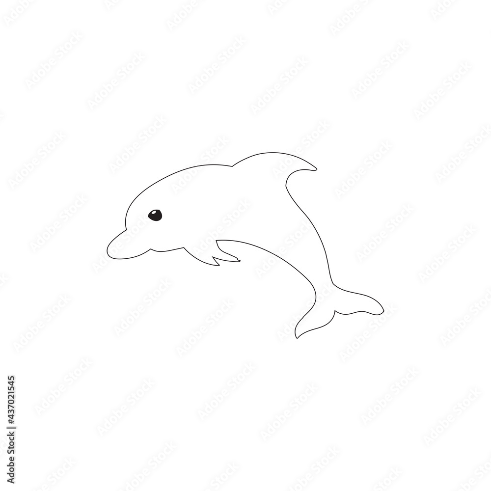 one line art Dolphins isolated on white background.