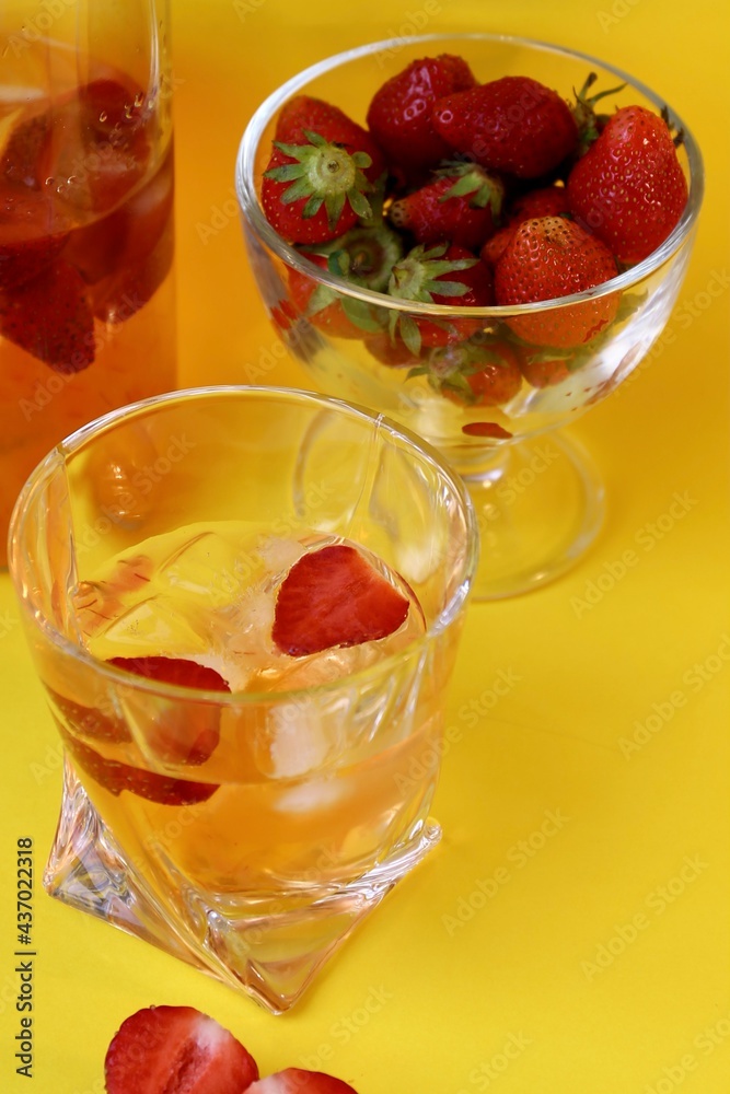 salad with strawberry and cold drinks salad with strawberry and cold drinks