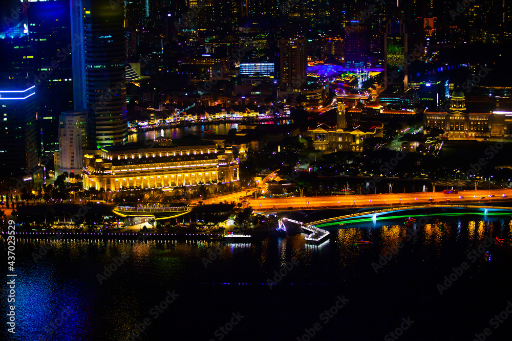 Singapore city skyline at Marina bay cityscape by night