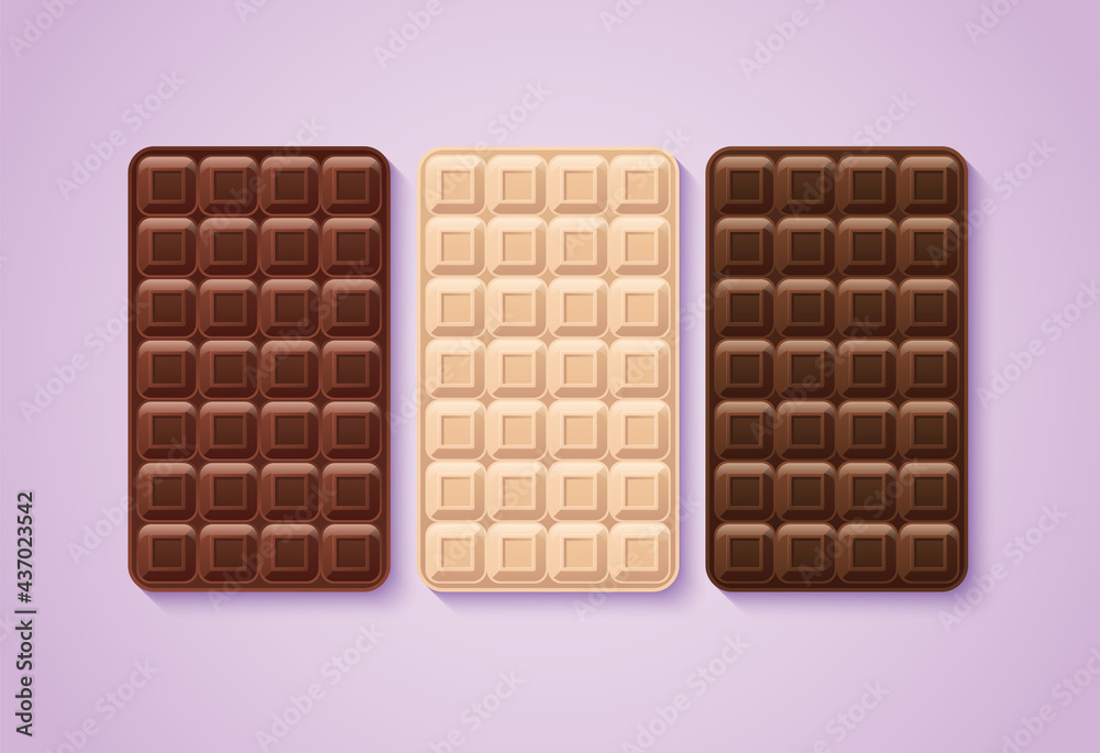 Realistic seamless texture black chocolate bar set Realistic seamless texture black chocolate bar set