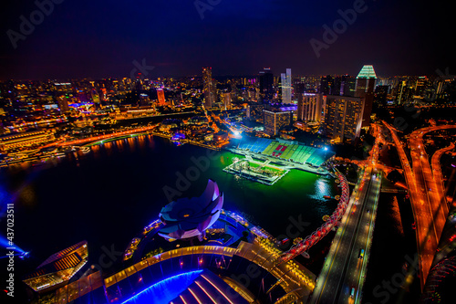 Singapore city skyline at Marina bay cityscape by night