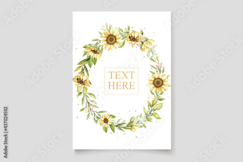 elegant watercolor sunflower invitation card set