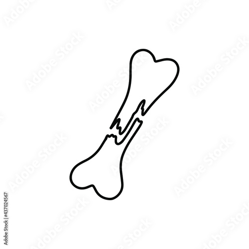 Broken bone outline icon. Vector hand drawn illustration design.