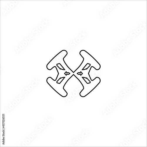 Drone line icon. Simple style drone cargo company poster background symbol. Logo design element. T-shirt printing. Vector for sticker.