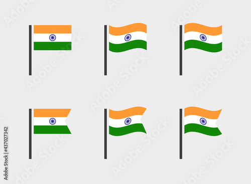 India flag symbols set, national flag icons of Republic of India