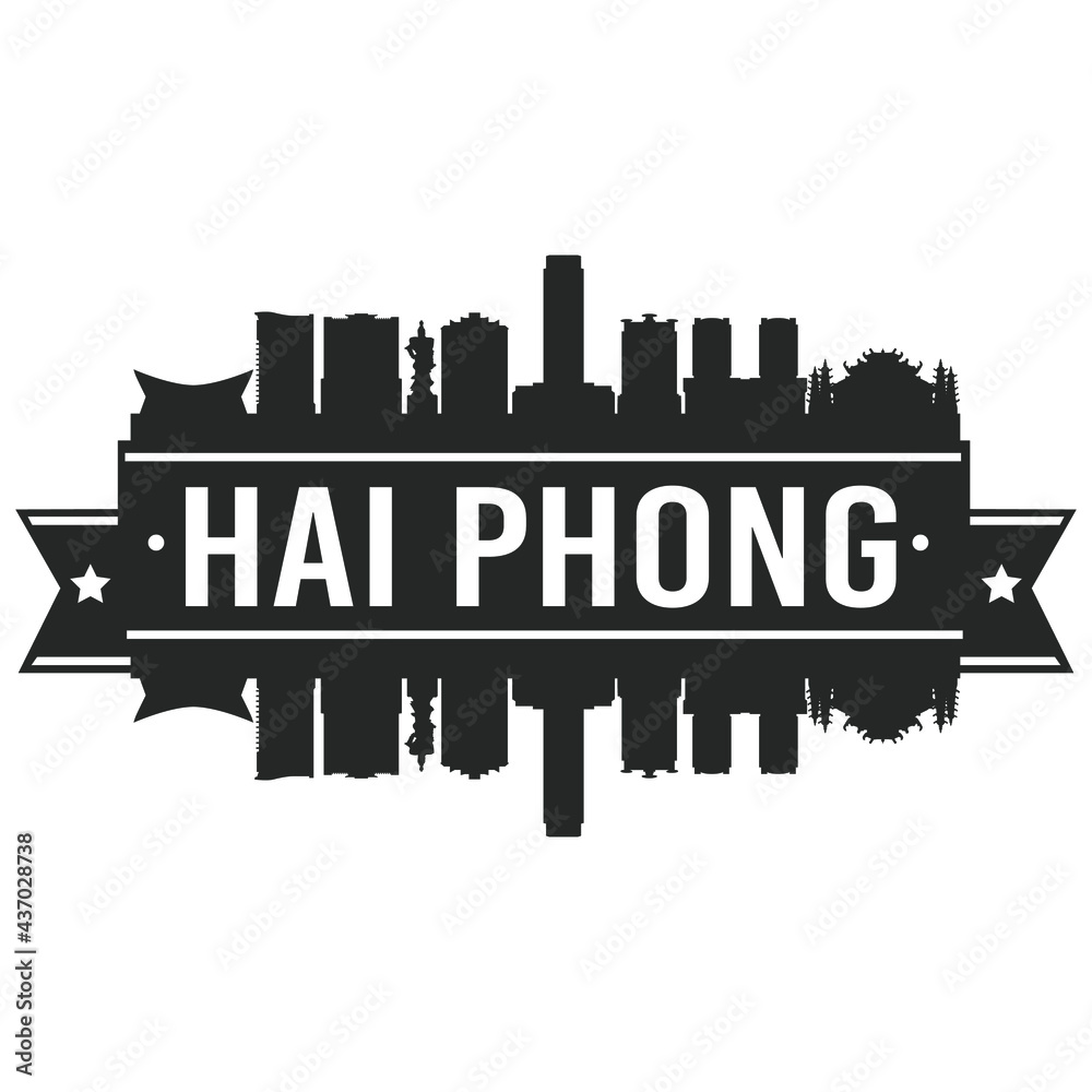 Hai Phong Vietnam. Skyline Silhouette City. Cityscape Design Vector. Famous Monuments Tourism.
