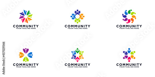 people community abstract logo design template