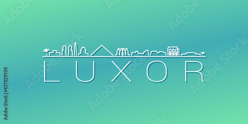 Luxor, Egypt Skyline Linear Design. Flat City Illustration Minimal Clip Art. Background Gradient Travel Vector Icon.