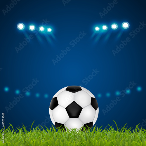 Football Banner and ball on a blue background. Vector