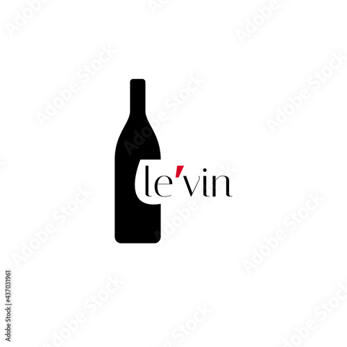 Wine logo. Logo for a wine shop, restaurant, bar. Logo black glass wine bottle with the inscription "le vin".