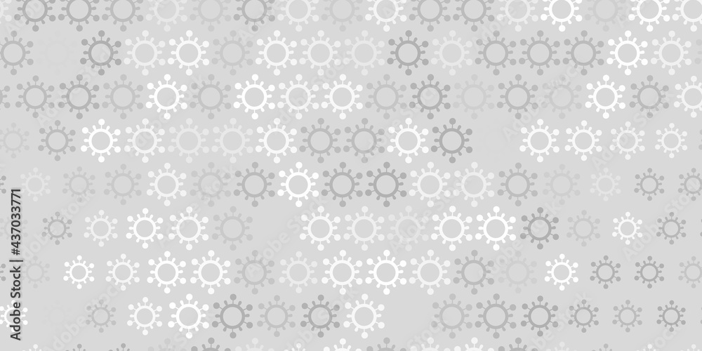 Light gray vector pattern with coronavirus elements.