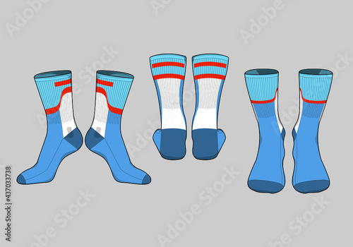 Socks template vector set, isolated