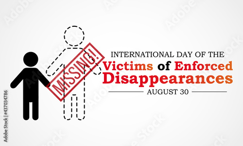 International day of the victims of enforced disappearances observed every year on August 30, to commemorate the victims and their families. Vector illustration