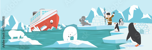 North pole Arctic landscape cartoon