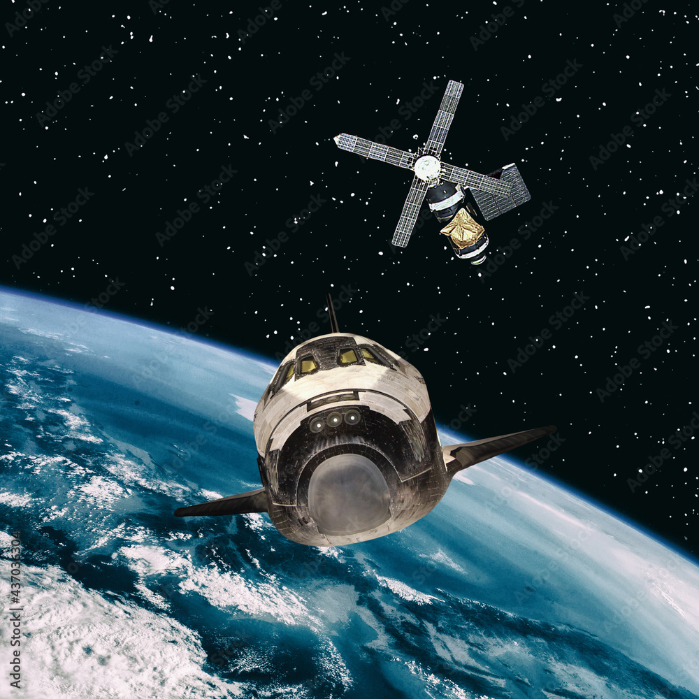 Spaceships in space. Science theme. The elements of this image furnished by NASA. Spaceships in space. Science theme. The elements of this image furnished by NASA.