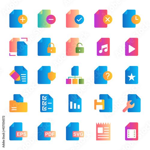 Gradient color icons for files.