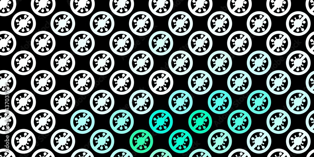 Dark Green vector backdrop with virus symbols.