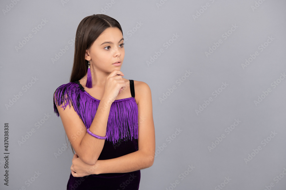 Adorable girl with beauty look wearing glamor fashion style grey background for copy space, gorgeous Adorable girl with beauty look wearing glamor fashion style grey background for copy space, gorgeous