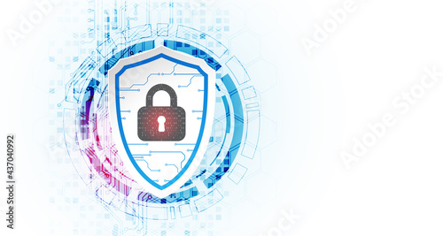 Technological abstract background on the topic of information protection and computer security.