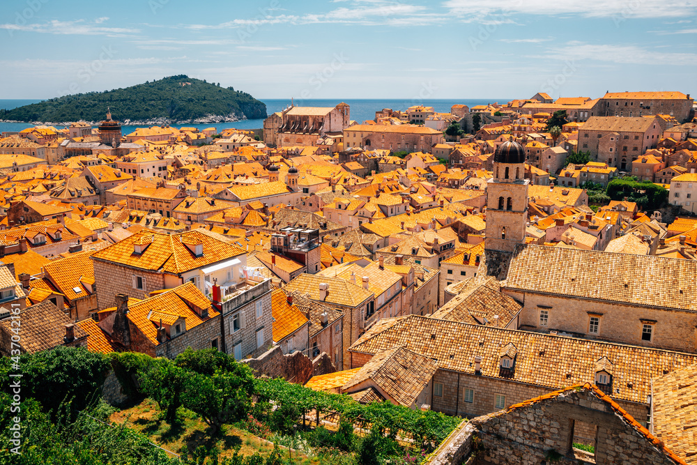 Panoramic view of Dubrovnik old town in Croatia