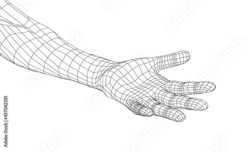 Open palm hand gesture of male hand. Vector