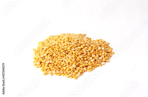 Toor dal, Arhar Dal, Split peas, Split Pigeon Peas, Indian Pulses Tuvar dal islolated in white background photo