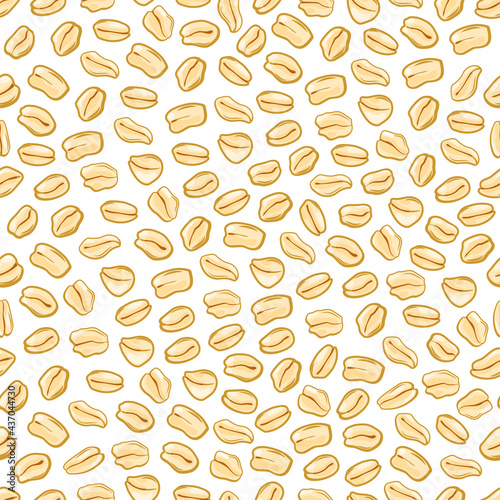 Oatmeal vector pattern. Seamless background of cereal grains. Isolated muesli pattern on a white background. Healthy eating
