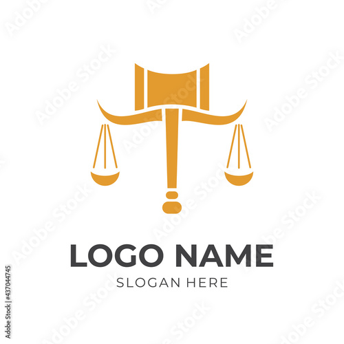 justice law logo template with flat yellow color style