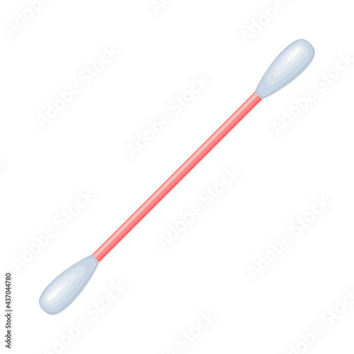 Cotton swab. Used for ear hygiene, make-up, cosmetics and medicine. Cartoon flat style. Isolated vector illustration on white background.