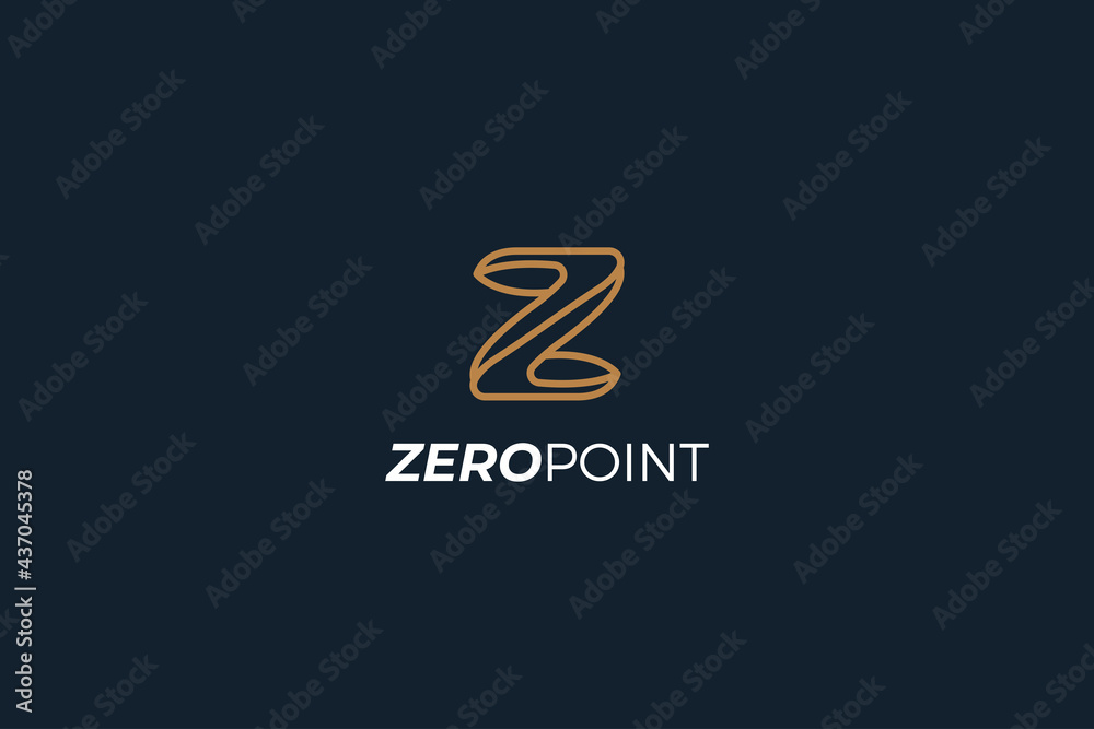 Letter Z brown colour line art logo   