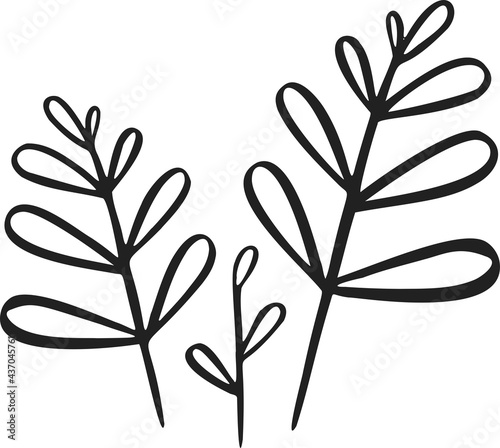 Planting icon, branch symbol with leaves. Vector, Line