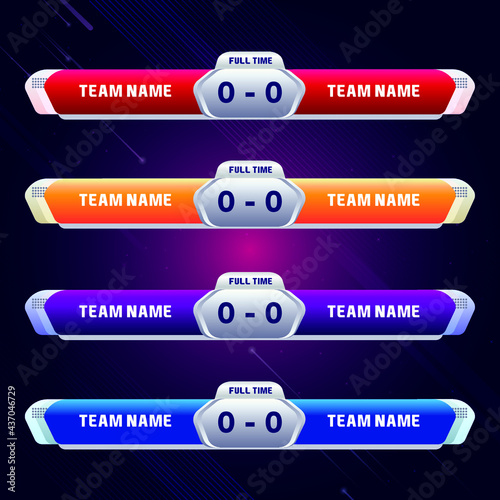 Sport competition Football Soccer scoreboard broadcast vs team banner Abstract Vector Background
