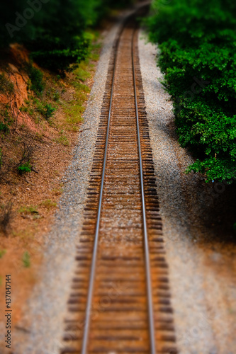 Fototapeta Naklejka Na Ścianę i Meble -  Railroad tracks with tilt shift lens effect