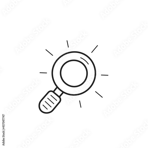 Hand drawn magnifying glass icon isolated on a white background. Vector illustration.