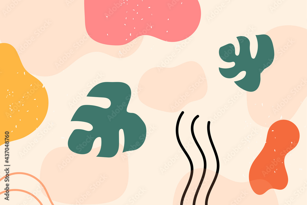 Fototapeta premium Abstract background. Hand drawn various shapes and doodle objects. Abstract contemporary modern trendy vector illustration. Stamp texture. Vector illustration