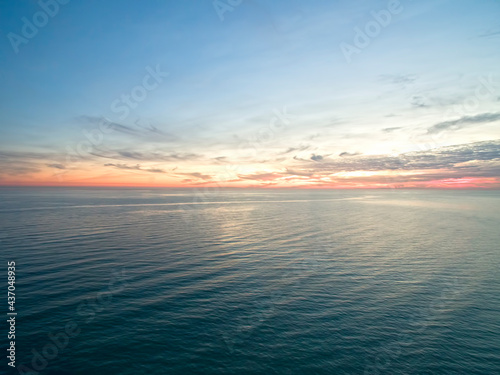 Aerial view of the seascape at sunset