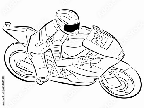 illustration of rider on a motorcycle, vector drawing