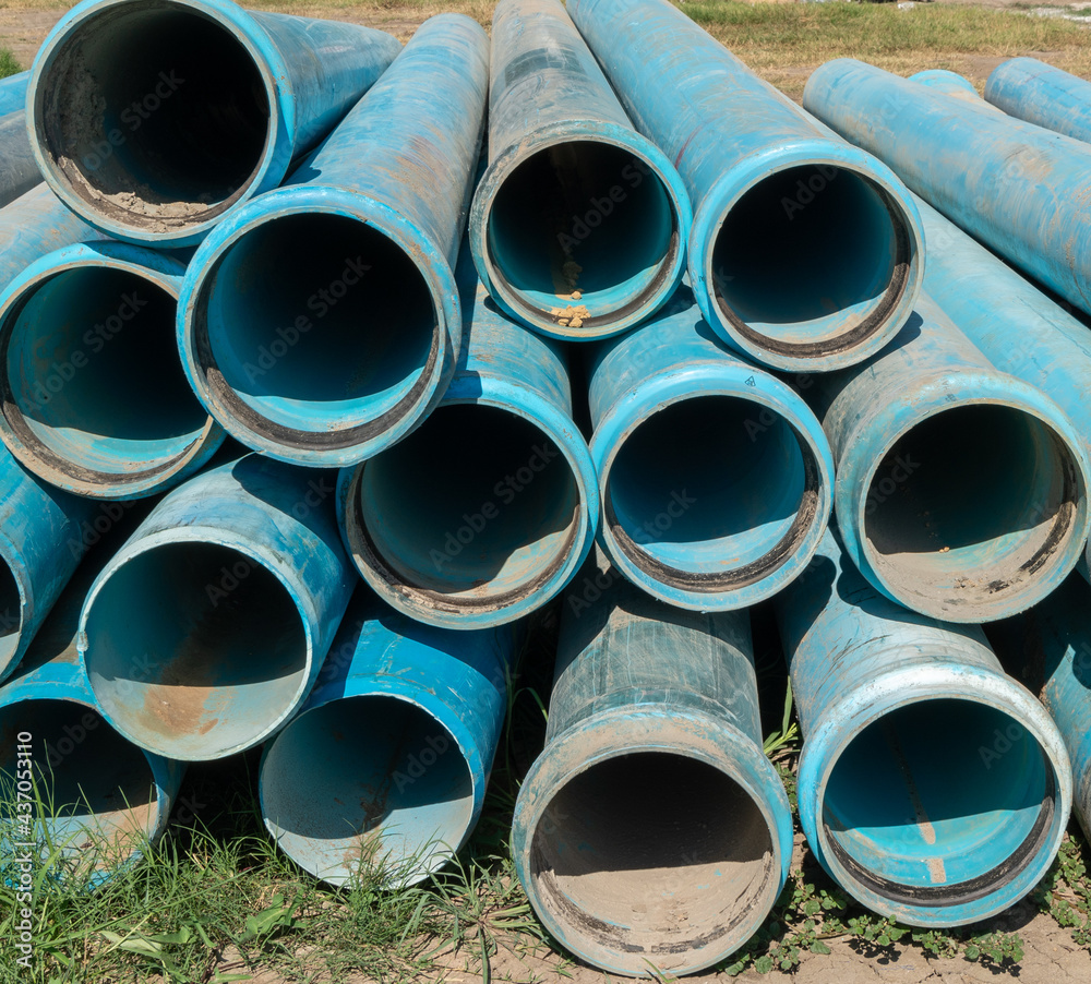 Construction Site Large PVC Drain Pipes Construction Site Large PVC Drain Pipes