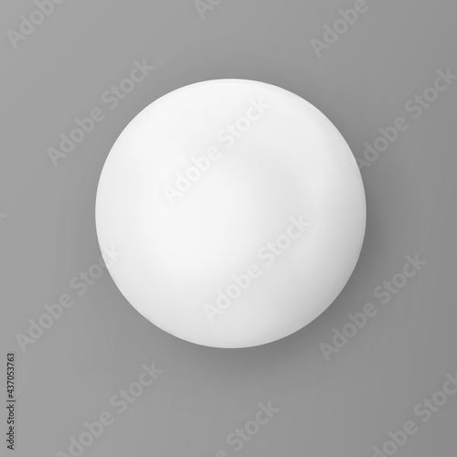 3d render white geometric shape sphere with shadows isolated on grey background. White realistic primitive. Abstract decorative vector figure for trendy design