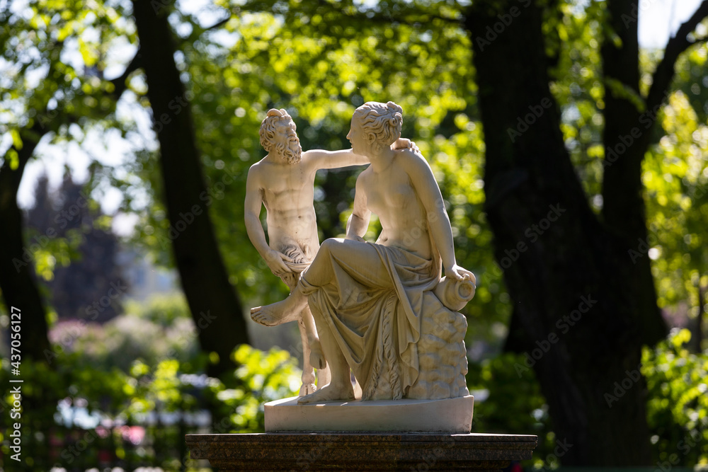 Russia. Saint-Petersburg. Types of Summer Garden. Sculpture of Satyrs and Bacchantes.