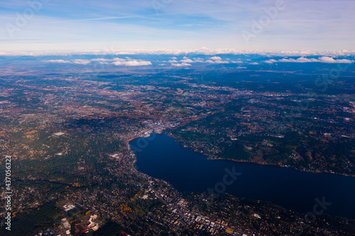 Aerial view from window of airplane in Seattle, Washington State ,USA   © CK