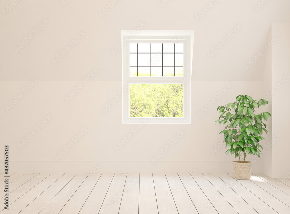 Fototapeta premium White empty room. Scandinavian interior design. 3D illustration