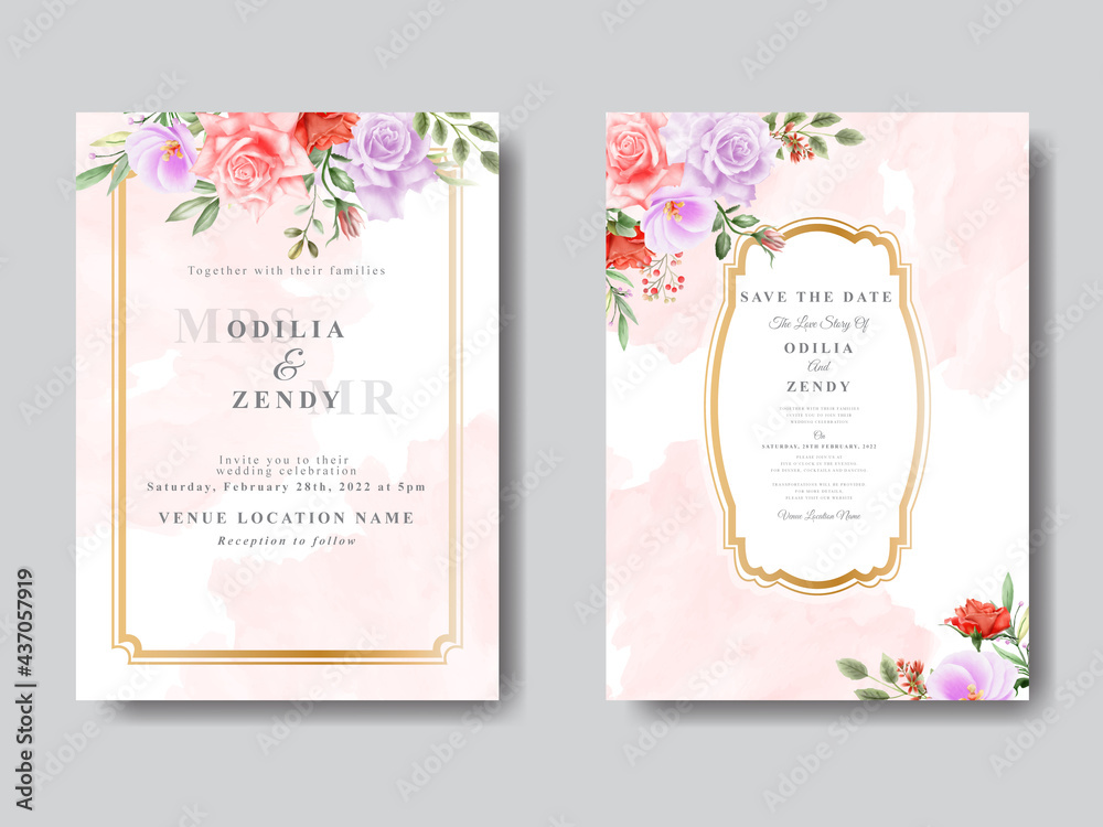 Fototapeta premium Wedding Cards Template Floral Design