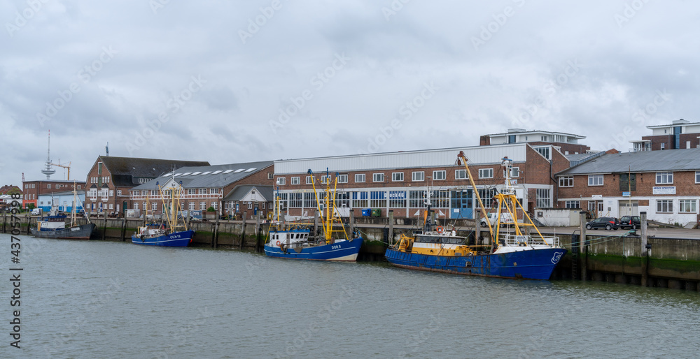 the industrial port and harbor at Cuxhaven on the Elbe River estuary