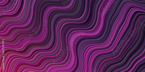Dark Pink vector background with curved lines.