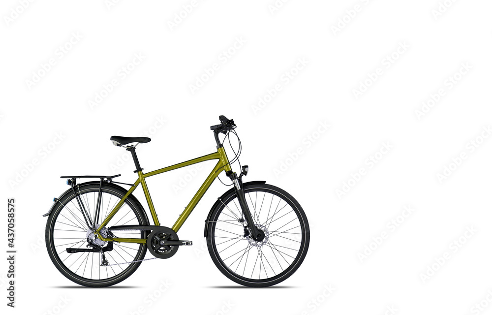full brass vintage bicycle isolated on white background​ with​ clipping​ path​