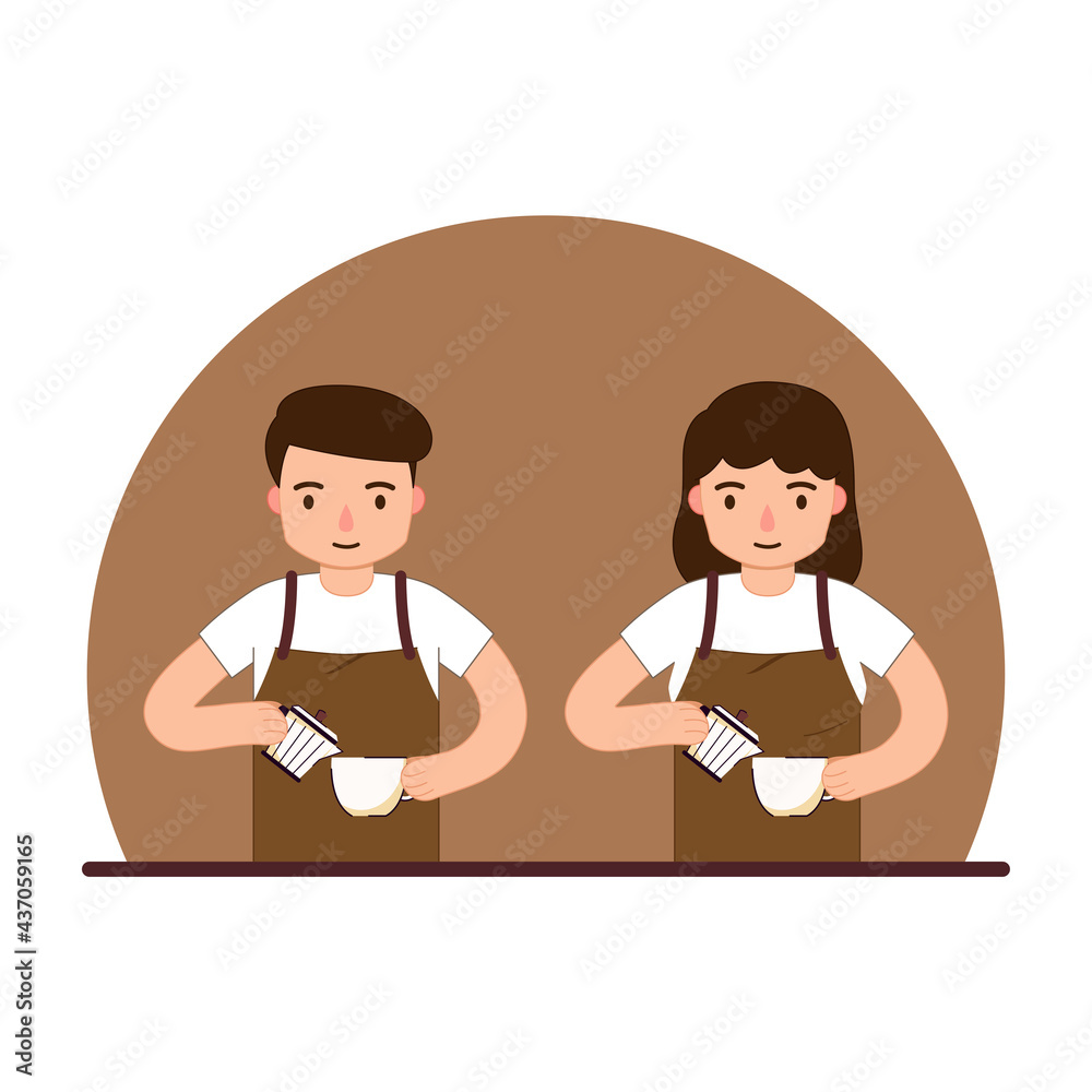 Barista Prepare Coffee Working Order. Barista cartoon. Barista Prepare Coffee Working Order. Barista cartoon.